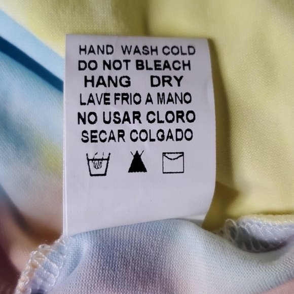 Nwot Pink Lily Rainbow Pastel Tie Dye Peplum Tank Top Shirt Sleeveless Sz S - Picture 8 of 8